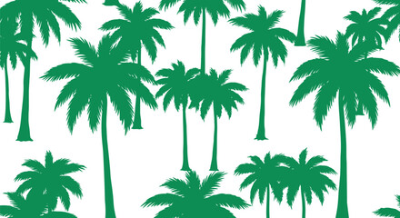 Fototapeta premium Tropical Palm Tree Vector Pattern Seamless Green Silhouette Background for Summer Design