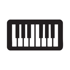 A simple black and white keyboard icon on a white background