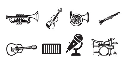 A collection of musical instruments and a microphone
