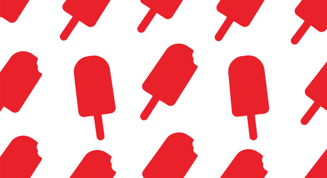Red Popsicle Vector Pattern Seamless Summer Ice Cream Background for Kids and Packaging
