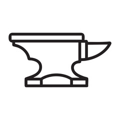 A black line drawing of an anvil on a white background