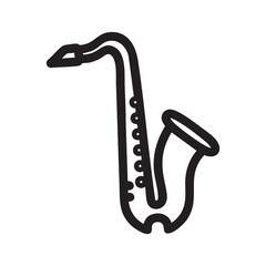 A simple line drawing of a saxophone