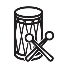 A drum with two drumsticks crossed over it