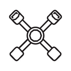 A black and white image of a tool with four ends