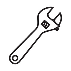 A simple line drawing of an adjustable wrench
