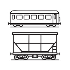 A train car and a freight car are shown in side view
