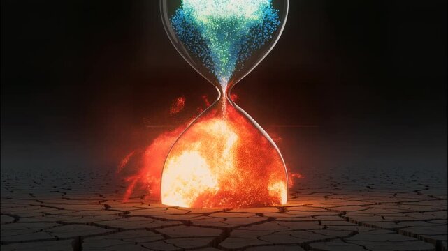 Abstract conceptual visualization of a nuclear countdown and geopolitical crisis. Symbolic representation of escalating military tension, the failure of diplomacy