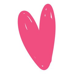 Hand drawn pink heart vector doodle.