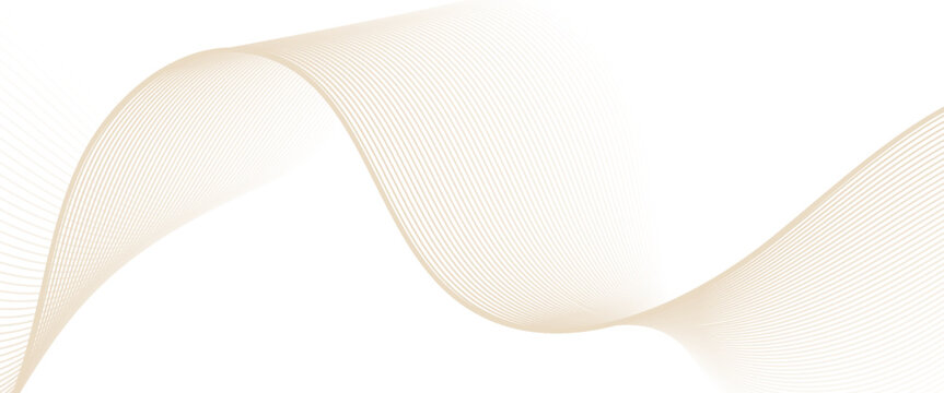 Minimalist Beige Flowing Lines. A clean, sophisticated vector background featuring elegant tan parallel waves on a white base. Ideal for luxury branding, neutral web headers, and sleek stationery.