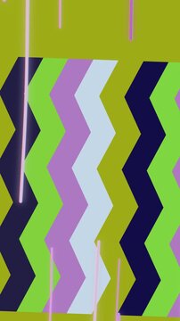 Abstract Geometric Zigzag Pattern with Dynamic Pink Lines on Vibrant Green Background