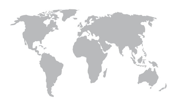 Global Map Illustration with Emphasis on Continents and Oceans