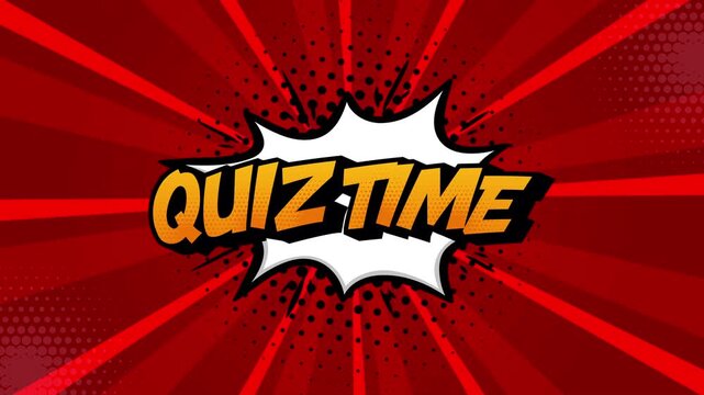 animated quiz time on pop art comic background