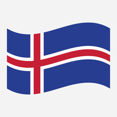Obraz premium Iceland flag waving isolated national symbol blue red white cross
