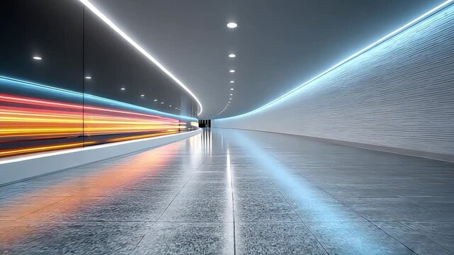 A dynamic image of a tunnel with motion blur, evoking a sense of speed and forward momentum. Ideal for concepts of progress, future technology, or fas