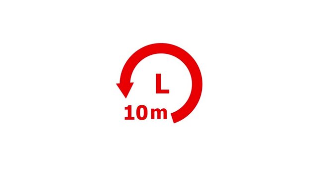 10 Minute Circular Countdown Timer Animation with Animated Progress Ring on Vibrant Red Background