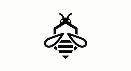 Simple Black Bee Illustration on White. © RAMADHAN