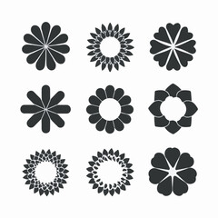 Collection of stylized floral and circular geometric patterns, ideal for graphic design and decorative elements