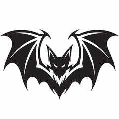 A striking black and white illustration of a gothic bat with spread wings and glowing eyes, perfect for Halloween or dark themes