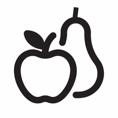 Vector icon of an apple and a pear, representing healthy eating and fresh produce