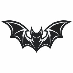 Striking monochrome emblem of a nocturnal creature, showcasing a formidable bat with open wings, embodying mystery and agility for powerful visual themes