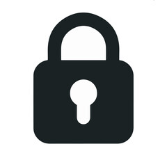 A sleek black padlock icon representing digital security, data protection, and secure access. This graphic symbolizes online privacy and the safeguarding of confidential information
