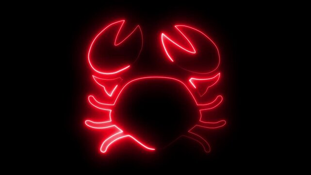 Neon Green Crab Outline Animation on Black Background