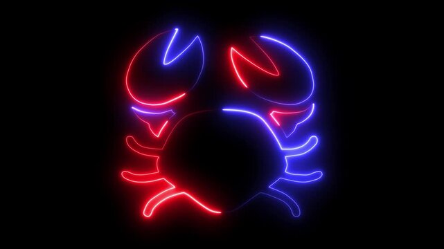 Neon Green Crab Outline Animation on Black Background