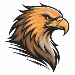 Majestic Golden Eagle Head Illustration Symbolizing Power and Freedom with Dynamic Art Style and Intense Gaze