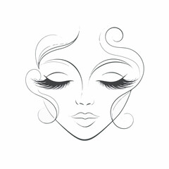 An artistic concept illustration portraying a serene woman's face with delicate curls and dramatic eyelashes, capturing the essence of classic beauty and sophisticated charm