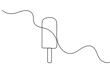 Obraz premium Popsicle line art drawing minimalist ice cream bar outline vector illustration on white background
