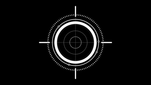 White Radar Target Acquisition Interface on Black Background for H U D Display Technology