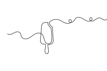 Obraz premium Popsicle line art drawing minimalist ice cream bar outline vector illustration on white background