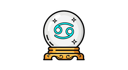 Mystical Crystal Ball with Cancer Zodiac Sign &ndash; Fortune Telling and Astrological Predictions