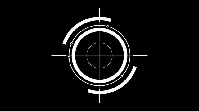 White crosshair target symbol on black background for and technology applications aiming sight scope