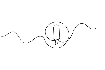 Obraz premium Continuous one line drawing of an ice cream bar minimalist dessert outline vector illustration