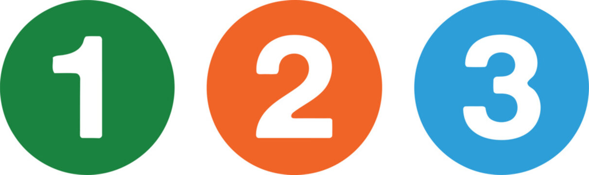 Three colored circles with numbers Vector