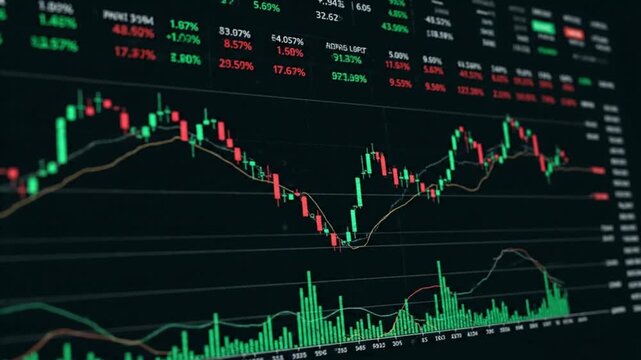 Financial data glitch transition, stock market distortion wave with subtle digital noise