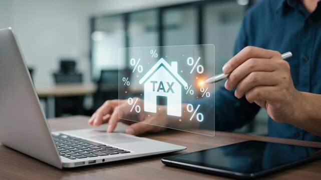 Tax compliance real estate transaction process property contract business finance legal with digital work concept for successful deals