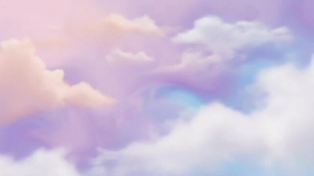 Softly blurred image features dreamy pastel clouds in shades of pink, lavender, and blue