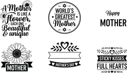 Fototapeta premium Mother's Day Graphic Bundle Featuring Inspirational Quotes, Floral Designs, and Heartfelt Messages, Perfect for Celebrating Mothers