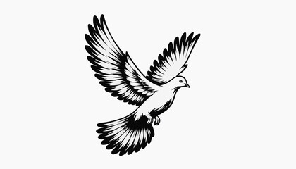 Obraz premium Flying Dove Silhouette – Peace and Freedom Illustration