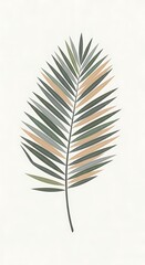 Fototapeta premium Palm leaf illustration on white background.