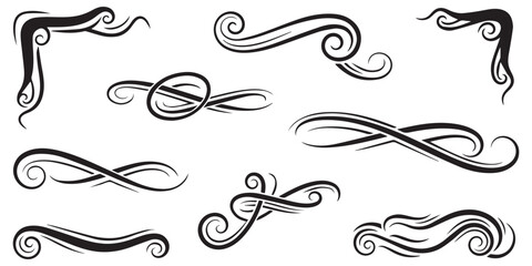 Obraz premium Hand drawn ornamental flourishes and calligraphic divider pack eps 10