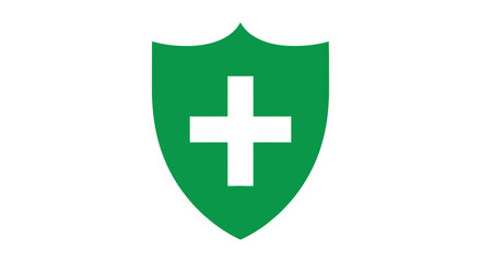 Obraz premium Two Color Cross Inside Badge Shield Shape Flat Icon