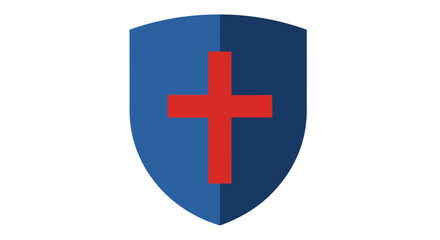 Fototapeta premium Flat Illustration Shield Badge With Cross Two Colors