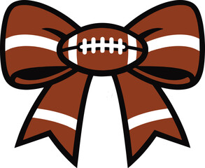 Football Shaped Bow with White Stripes and Laces Vector