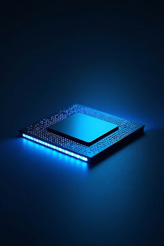 computer processor on blue background