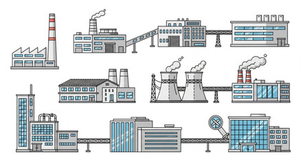 Obraz premium Industrial Factory Buildings and Structures.