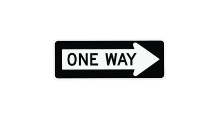 Obraz premium Vector illustration of a clear one-way road sign with an arrow indicating direction 