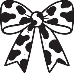 Cow Pattern Hair Bow Black and White Vector